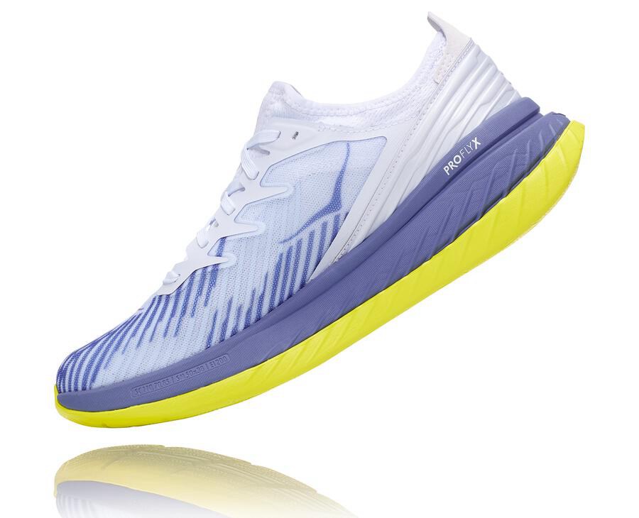 Running Shoes Mens - Hoka One One Carbon X-SPE - White/Blue - NOEDKFA-13